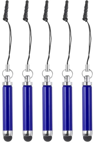 QUARKZMAN 5Pcs Stylo à Stylet Métallique Rétractable Bleu Foncé | en Alliage d'Aluminium, Mini Stylets Capacitifs pour Tous les Appareils à Écran Tactile Universels
