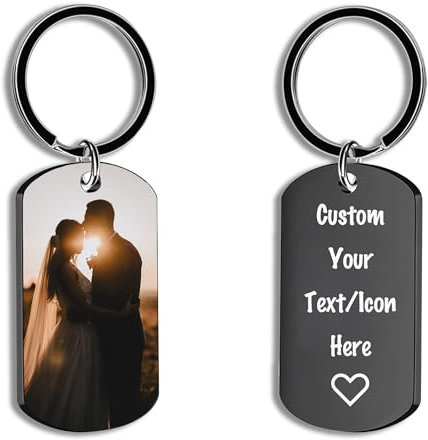 Porte-clés personnalisé pour hommes et femmes, gravure personnalisée avec Photo/texte, cadeaux de saint-valentin noir