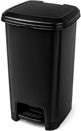 Slim Pedal Kitchen bin with Lid Plastic Indoor/Outdoor Sanitary Garbage Clinical Waste Bin Living Room Recycling Trash Garden Dustbin Home Office Bathroom Kitchen (Black, 10L)