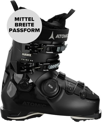 ATOMIC HAWX Prime 85 BOA W GW Skischuhe Frauen - Größe 26/26.5 - Alpin-Skischuh in Black/Stone - Boots mit 3D Knöchel & Ferse für präzisen Sitz - mittelbreite Skistiefel für Fortgeschrittene