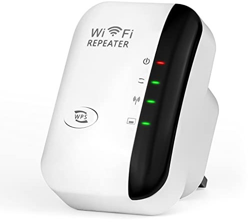 Wifi Extender Booster,WiFi Booster Range Extender Up to 5000sq.ft and 40 Devices,Internet Signal Booster Amplifier Supports RP/AP Mode,2.4G Network with Integrated Antennas LAN Port,1-Key Setup