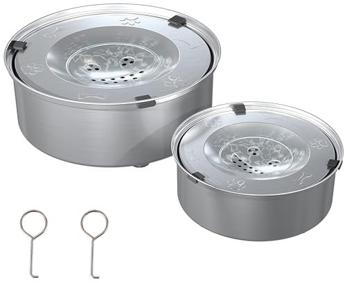 Nayelf Wassernapf Hund Ohne Sabbern 3L+1L, Trinknapf Hund Anti Schlabber 304 Edelstahl mit Rutschfester Boden, Anti Schlabber Water Bowl Dog, Spülmaschinenfest