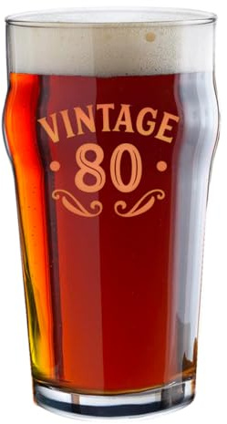 D Design Invent Print! 80th Birthday Beer Glass Gift for Men and Women Funny Gift Printed Pint Glass Tankard Beer Mug Age 80 Year Old Gift Idea Keepsake Happy Birthday - 570ml