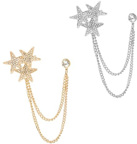 DEARMAMY 6 Stk Brosche Zubehör Anstecknadel Für Männer Anstecknadel Mit Sternkette Boutonniere-anstecknadel Personalisierte Brustnadel Sicherheitsnadel Schmuck Wäscheklammer