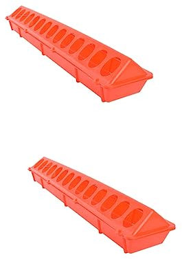 OFFSCH 2St Langer Trog Viehfutterautomat Futtertrog für Hühner Tränken für Vogelkäfige Küken vogelfutterspender vogelfutterhäuschen Langen Trog füttern Anti-Drop-Futtertrog Plastik rot