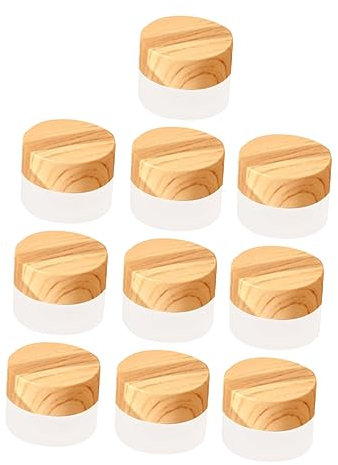Gogogmee Lot De 10 Boîtes À Crème Avec Couvercle En Grain De Bois Flacons Déchantillons De Maquillage Vides Petits Récipients En Verre Dépoli
