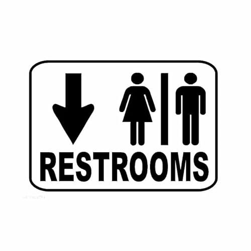 JIFENLI Car Sticker 14.8CM*10.2CM Restroom Sign Male Female Down Arrow Safety Business Sign Vinyl Decal Car Sticker Black Silver