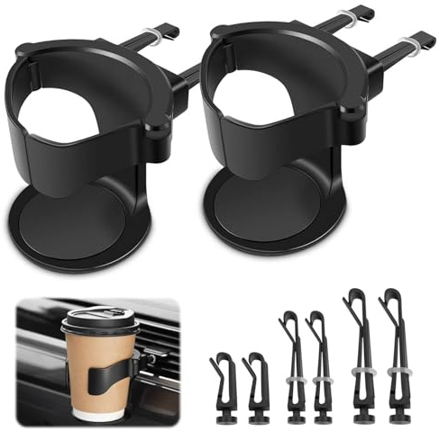 2 PCS Car Cup Holder, Car Drinks Holder, Universal Adjustable Car Vehicle Cup Holder, Expander Cup Holder, Truck Seat Cups Holder, Auto Air Conditioner Vent Drink Holder for Water Coffee Juice Bottle