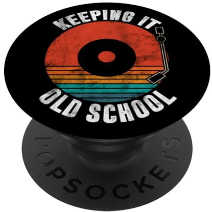 Keeping It Old School Tourne-disque vinyle vintage rétro DJ PopSockets PopGrip Adhésif