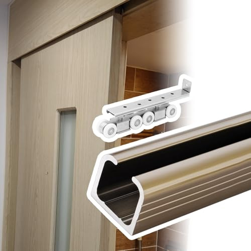 Binario per Porta Scorrevole Kit Di Binari Per Porte Scorrevoli A Scomparsa Da 60 Cm A 900 Cm, Sostituzione Di Binari Per Porte In Vetro/armadi/fienili Con Gancio A 8 Ruote, Soffitto Parete(21.5 ft/6.