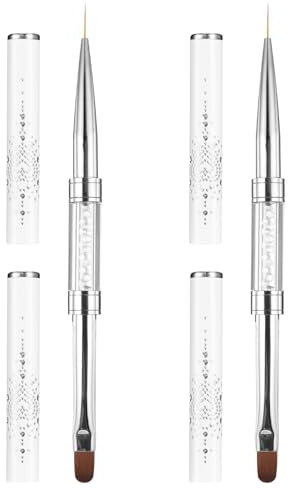 Cobee 2 Stück Pinsel für Gelnägel, Dual-Ended Pinsel für Gelnägel 2 in 1 Nagelpinsel Fineliner Pinsels Nailart Gelpinsel Linienpinsel Nägel Selber Machen