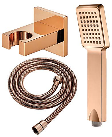 Ensemble de pommeau de Douche à Main, pommeau de Douche à Effet Pluie en ABS, pommeau de Douche carré avec buse en Silicone, Flexible de Douche, Support de Douche