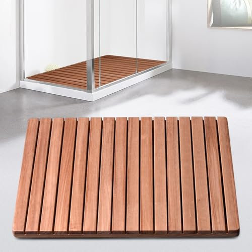 Suixtil Badematte aus natürlichem Massivholz, Duschabtrennung aus Holz, rutschfeste Badewanne, Badematte, Lattenrost-Bodenmatte, Innen- und Außendekor(80x60cm/31x24in)