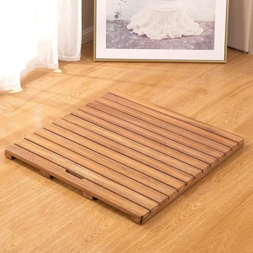 Suixtil rutschfeste Duschmatte aus Holz, Duschtrennwand, Duschmatte aus Bambus, saugfähige Duschmatte aus Massivholz mit Füßen(50x60cm/20x24in)