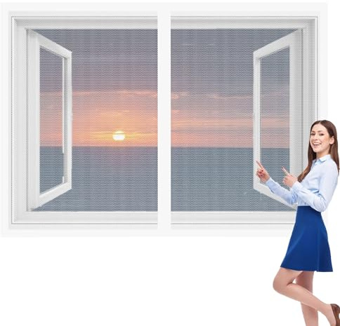 Mosquitera Magnetica Ventana 87 x 120 cm sin Taladrar Mosquiteras Anti Insectos Cierre Automático de Arriba a Abajo para Todas Puertas y Ventanas, Blanco