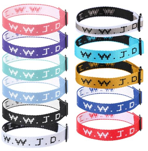 Gjinxi 7-delat WWJD armband för kristna inspirerande kristna Jesus armband justerbara kvinnor och män 'What Dignity Jesus Do armband för kristna religiösa armband, One Size, band, Ingen ädelsten