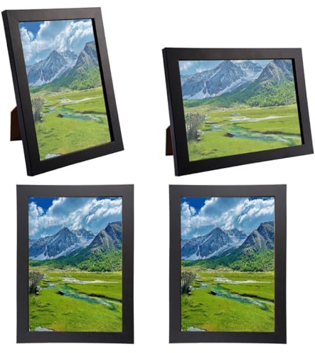 Xyvor 4 Pezzi Cornice Foto 13x18 cm, Cornici Nere con Vetro Plexi, Cornici Foto da Parete, Cornice Portafoto in Legno, per Pareti e Tavoli, per Camera da Letto, Soggiorno, Ufficio