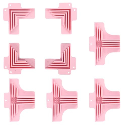 VAVPUP 8PCS Corner Fixing Clips for Cartons Plastic Corner Locator 1/1.5/2/3mm Sizes 90 Degree Angle Guide Tools for Book Covers,Chipboard Boxes,Dioramas,Jigs and Fixtures(pink)