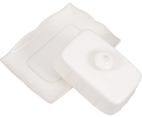 Mikinona Caja de Cerámica Retro con Tapa Contenedor Reutilizable para y Postres Antiguo para Cocina Almacenamiento Práctico y de Limpiar