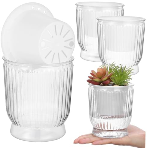 Operitacx 4piezas Jarrón Hidropónico Transparente De Plástico Maceta para Orquídeas Riego Automático para Plantas De Interior Balcón y Jardín