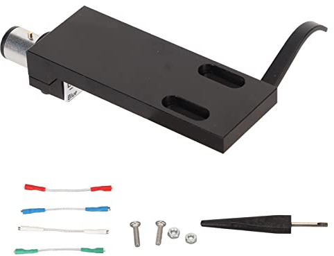 Yinhing Turntable Patronenspeichergehäuse, Phono Stylushalter mit 4 Anschlussdrähten Universal Standard Metall Phonograph Patronenhalter und 2 Paarschrauben