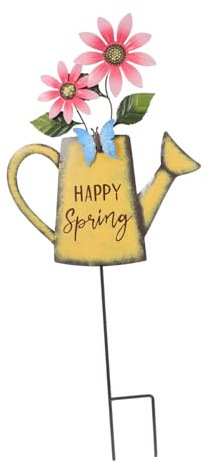 Paletto da Giardino con bollitore, Grazioso Ornamento in Metallo per vasi di Fiori da Interno e aiuole, Decorazione da Giardino per Festival e Feste.
