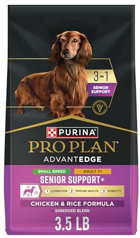 Purina Pro Plan AdvantEDGE Senior Support Plus Small Breed Shredded Blend Chicken and Rice Formula Dry Dog Food - 3.5 lb Bag