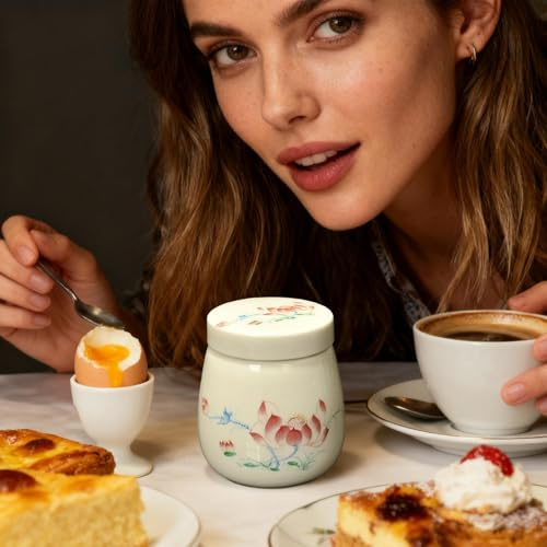 Genérico Huevera - Diseño De Cerámica Retro De 220 Ml, Hervidor De Huevos Cocidos Vintage para Cocina | Decoración Encantadora para el hogar, dormitorios, restaurantes, Negocios de Apartamentos.
