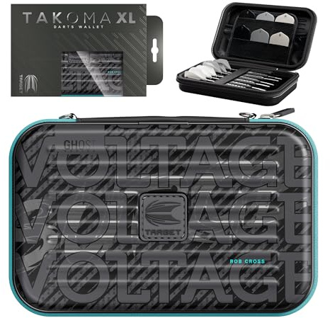 Target Darts Rob Cross Ghost Series XL Takoma Wallet – Darts Case, Black/White Storage Cases, “Voltage” Zipper Dart Holder, Professional Accessories – Holds 6 Fully Assembled Darts
