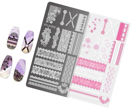 Maxtonser Plaques de stamping pour ongles français - Modèles de tampons à fleurs - Plaques de manucure - Pochoirs à ongles - Outil de tampon