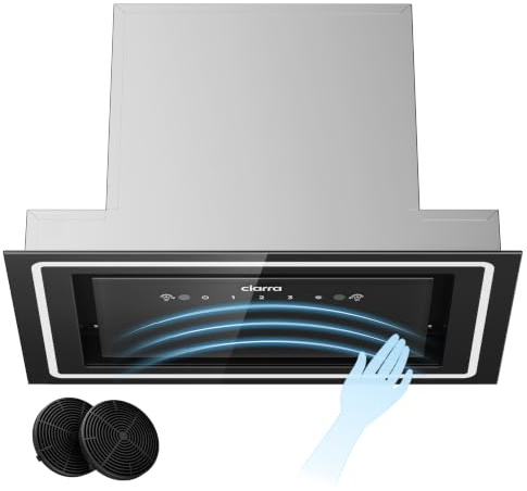 Ciarra CBCB5931C Cappa Aspirante Integrata da 52 cm, Con Controllo a Onda, Luce Led, Filtro a Carbone, Opzioni di Ricircolo e Canalizzazione, Cappa da Cucina Sottile Sottolavello