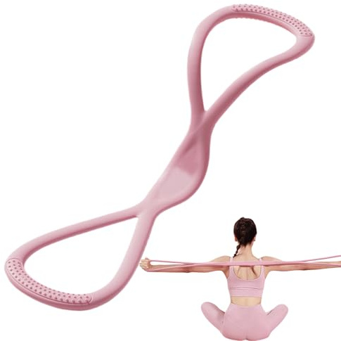 Figura 8 Banda de resistencia – Banda elástica de silicona para yoga | Tubo de ejercicio de hombros y espalda | Alta elasticidad – Agarre antideslizante – Absorbe el sudor – Entrenamiento de brazos y
