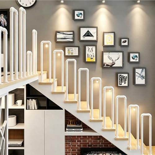 Thalassa U-Shaped Handrail, Hand Rails for Outdoor Steps, Optional Height 35-115cm, 35CM-Round Corners, White, Galvanized Iron Outdoor Grab Rails for Garden, Garage, Porch, Indoor and Outdoor