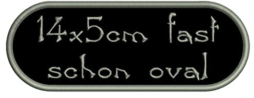 Rechteckiger Aufnäher Rec3 mit stark abgerundeten Ecken - für Deinen Wunschtext - viele Farben und Größen zur Auswahl - 14x5cm - personalisiert