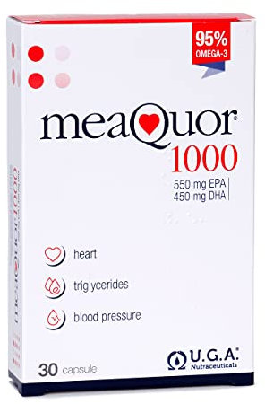 Meaquor 1000 (30 Cápsulas) - Omega 3 IFOS Certificado 5 Estrellas- Omega3 EPA y DHA 1000mg - Libre de Metales Pesados, Sin Sabor a Aceite de Pescado