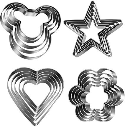 Tmflexe Mickey Love Heart Stars Flower Cookie Cutter, Pack of 5,Set of 4