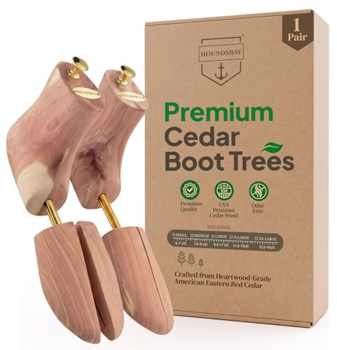 HOUNDSBAY Boot Trees, Cedar Boot Tree for Men, Shoe Tree for Boots, Boot Stretcher & Shaper (Pack of 1)