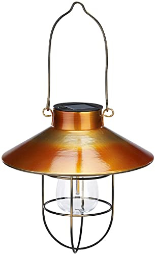 Lunartec Solarbeleuchtungen: Deko-Solar-Hängelampe im bronzenen Retro-Look, 600-mAh-Akku, IP44 (Hängelampen LED, LED Hängelampen Retro, Baum)