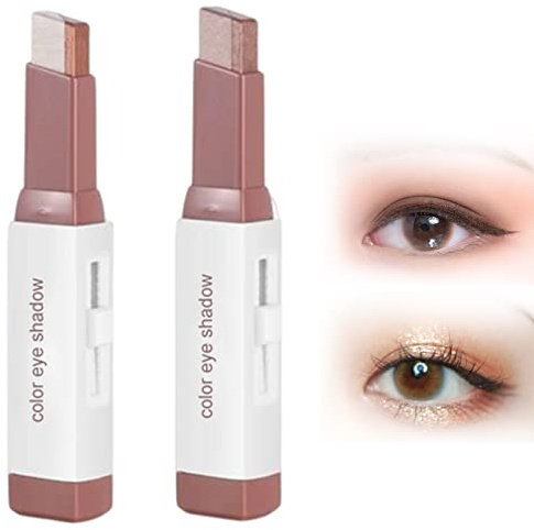 Lidschattenstift, Lidschatten Stick Zweifarbig, Eyeshadow Pen, Double Color Shimmer Lidschatten Pen, Gradient Eyeshadow Stick Bicolors,2 PCS