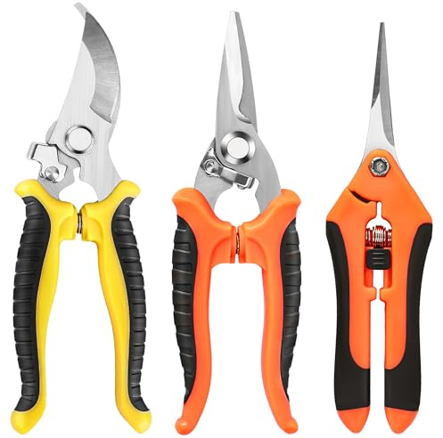 EWPJDK 3 Pack Garden Pruning Shears, Stainless Steel Shears, Gardening Shears, Scissors, Garden Clippers, Pruning Snips, Pruning Shears for Gardening Tools