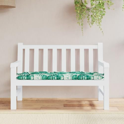 ZEYUAN Gartenbank-Auflage Blattmuster 120x50x7 cm Oxford-Gewebe, Terrassenmöbel, Wetterfeste Bank, Outdoor Bank, Parkbank, Garten Banken, Deko Bank, Gartenmöbel - 378951