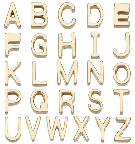 PH PandaHall Ciondoli con Lettere In Oro 24K, 26 pezzi, Ciondoli con Lettere Maiuscole di Lunga Durata, Pendenti con Iniziali In Acciaio Inossidabile per La Creazione di Braccialetti