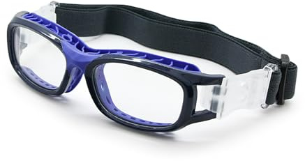 EnzoDate Occhiali sportivi con lenti sostituibili, slim fit, resistenti agli urti, per basket, pallamano, pallavolo, tennis, colore: blu navy