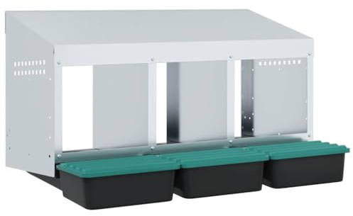 vidaXL Kycklingholk 3 fack vägghängd galvaniserad stål, höna holk, kyckling läggningslåda, höna värpbox, chook holk, kyckling boet, kyckling holk