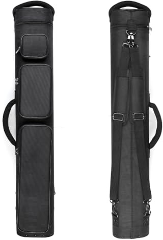 TROUFY 12-Hole Premium Nylon Pool Cue Case – Holds 8 Shafts & 4 Butts,Durable Double Shoulder Strap Design with 3 External Pockets 8X4/3X6 Options (8X4 Black)