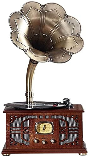 SGKOMN Giradischi grammofono alla Moda, Multifunzione, Vecchio, Radio Stereo, subwoofer, Ornamenti, Giradischi, Ornamenti Regalo, 38 * 30 * 74 cm