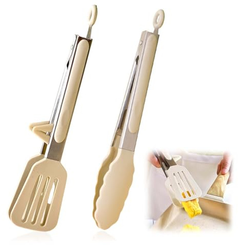 Pinza da Cucina Acciaio Inox,Pinza per Spaghetti,2 Pezzi Pinza Cucina Siliconee, Pinze Barbecue Antiscivolo in Acciaio Inox Pinze per Spaghetti, Pinze per Alimenti in Silicone per Friggitrice ad Aria