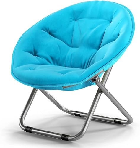 Blue Folding Lounge Chair - Round Stool for Balcony Garden Beach & Patio - Comfortable Recliner & Lazy Chair for Outdoor Relaxation