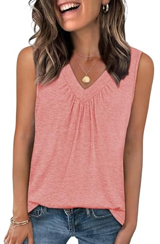 Cuptacc Top Donna Senza Maniche Blusa Donna Estiva Scollo a V T Shirt Senza Maniche Canotta Elegante Tank Top