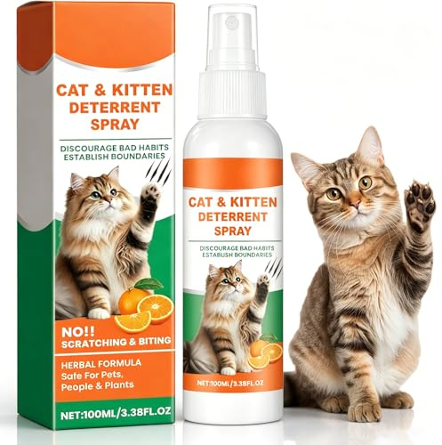 Cat Repellent Spray Natural Cat Deterrent Spray Indoor New Safe Formula Anti Scratch Cat Spray Cat Anti Scratch Spray to Stop Cats Scratching Furniture Indoor Outdoor Use Protects Sofas Rugs